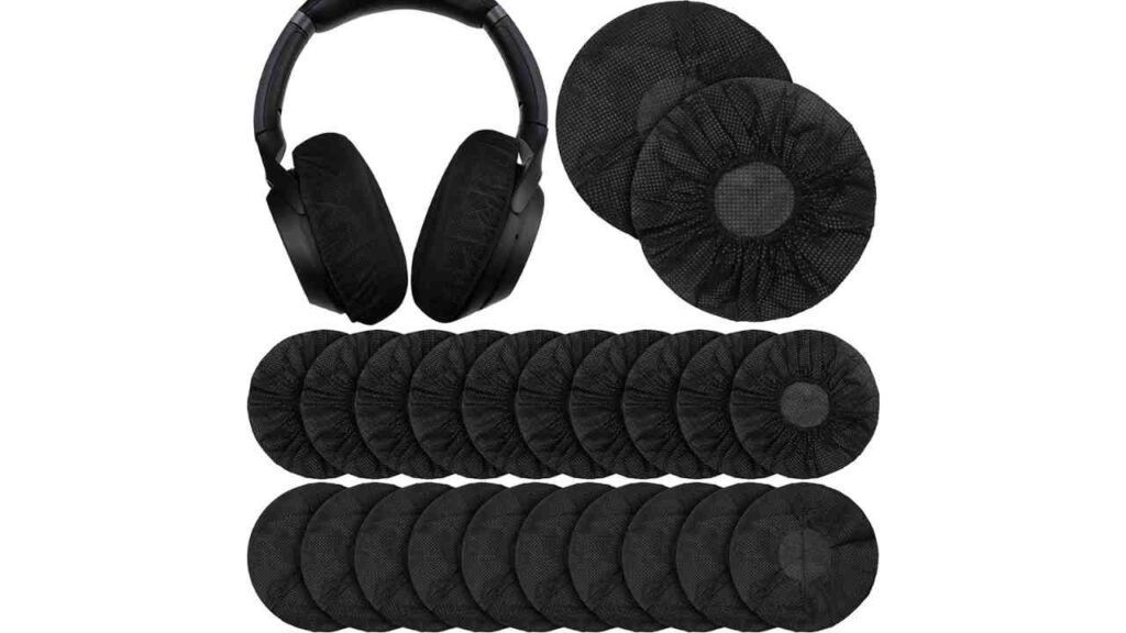 100 Pieces Headphone Ear Covers Disposable Earphone Overs Sanitary Non-Woven Stretch Earpad