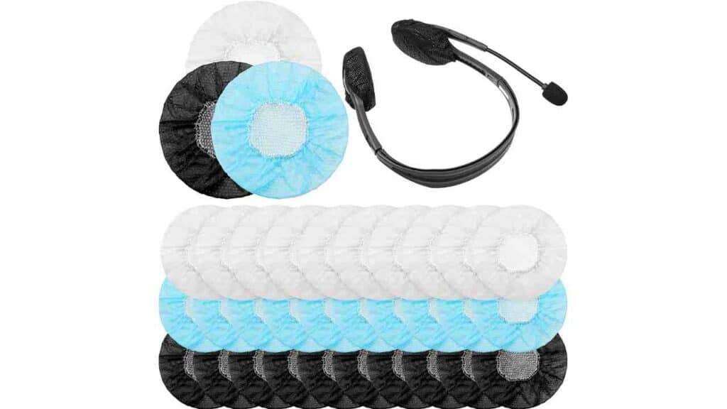 300 Pieces Non-Woven Sanitary Headphone Ear Cover Disposable Headset Covers