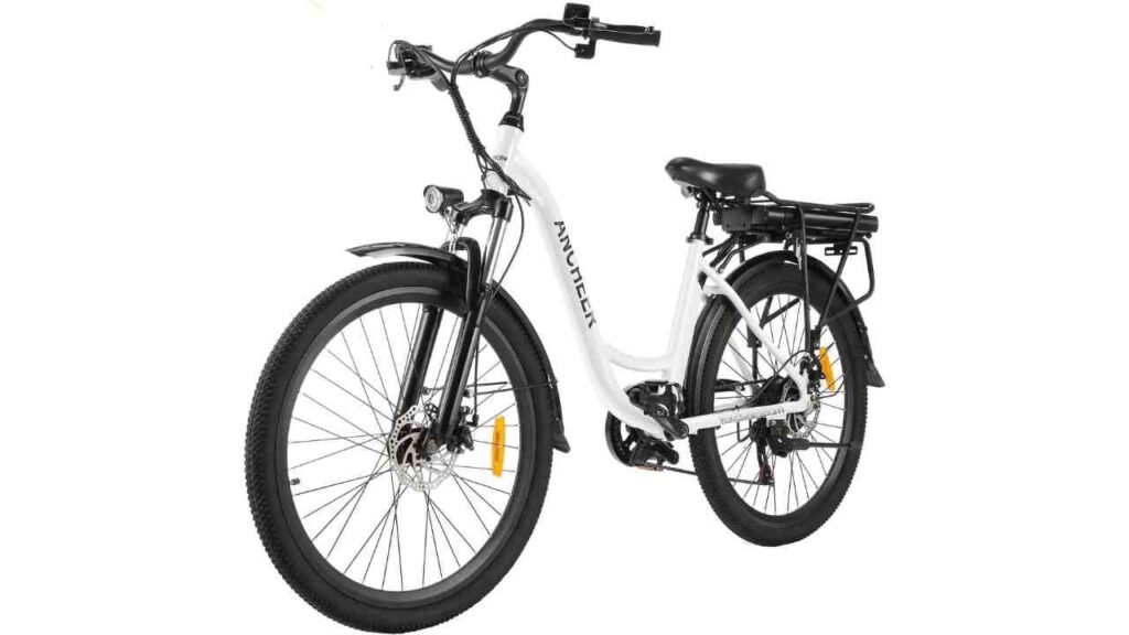 ANCHEER 26 Aluminum Electric Bike, Adults Step Through Electric Bikes for Short Female Riders