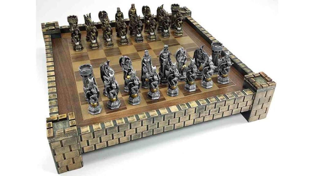 HPL King Arthur Camelot Knights Medieval Chess Set Times Dragon Fantasy Chess Set W Castle Board