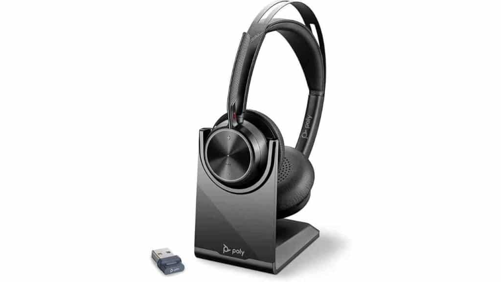 Plantronics by Poly Voyager Focus 2 UC Wireless Headset with Microphone & Charge Stand 