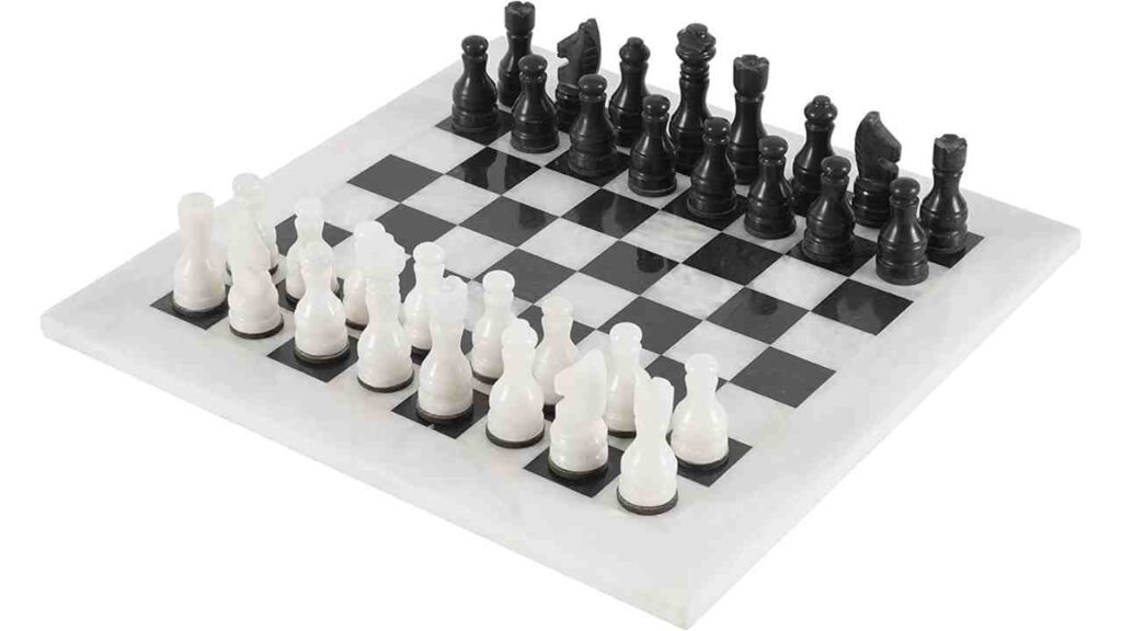 RADICALn 15 Inches Large Handmade White and Black Weighted Marble Full Chess Game Set