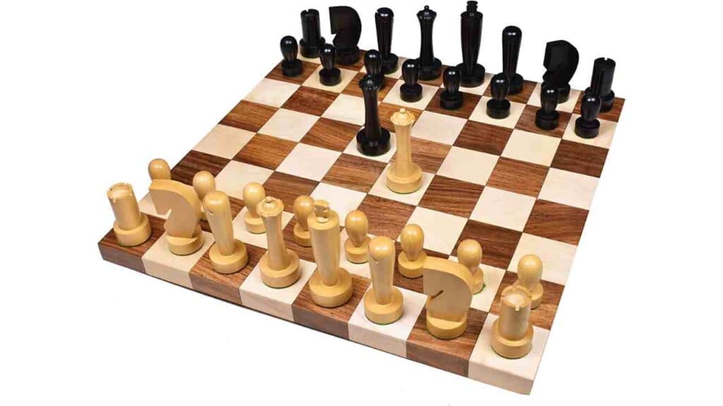 RoyalChessMall-3.9" Berliner Modern Minimalist Chess Pieces Only Set- Weighted Ebonised Boxwood