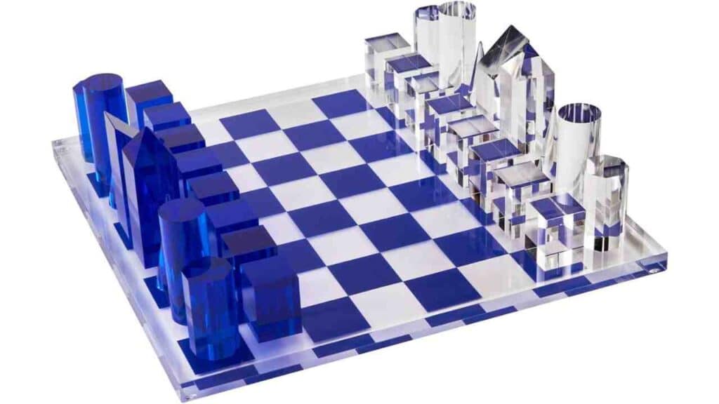 Tizo Design Elegant 13” Lucite Blue Chess Set