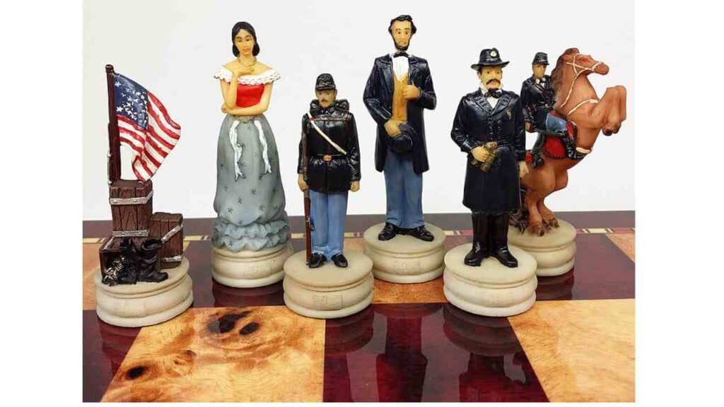 Military Chess Sets US American Civil War Queens Set of Chess Men Pieces Hand Painted - NO Board