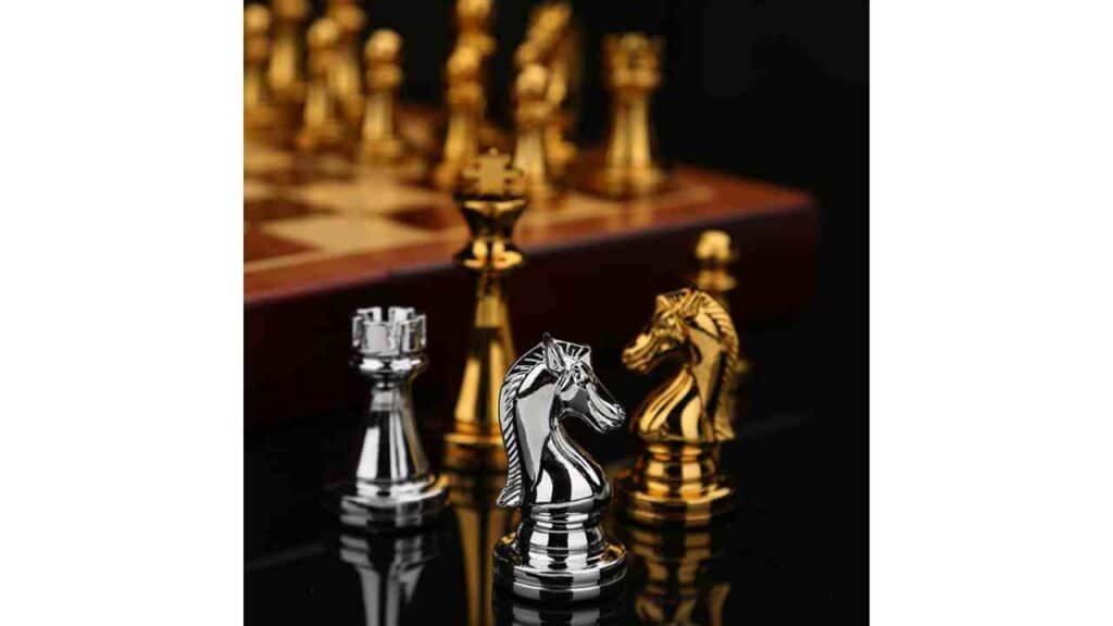 Weighted Metal Chess Pieces 2.6 Inch King Extra Queens Chess Pieces Only, No Board