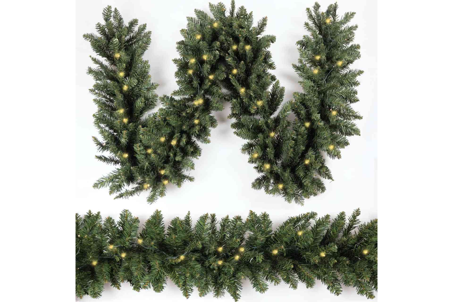 Farmhouse Garland Pine Garland in Lighted Faux